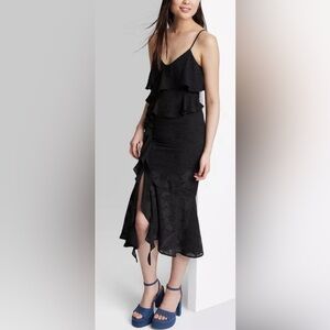 Wild Fable Black Ruffle Slip Midi Dress Witchy Whimsigoth Gothic Romantic Large